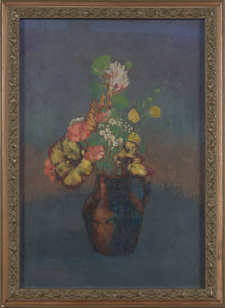 Odilon Redon, Vase of Flowers against a Blue Background, c. 1905, in its original frame by Boyer. Van Gogh Museum (State of the Netherlands)
