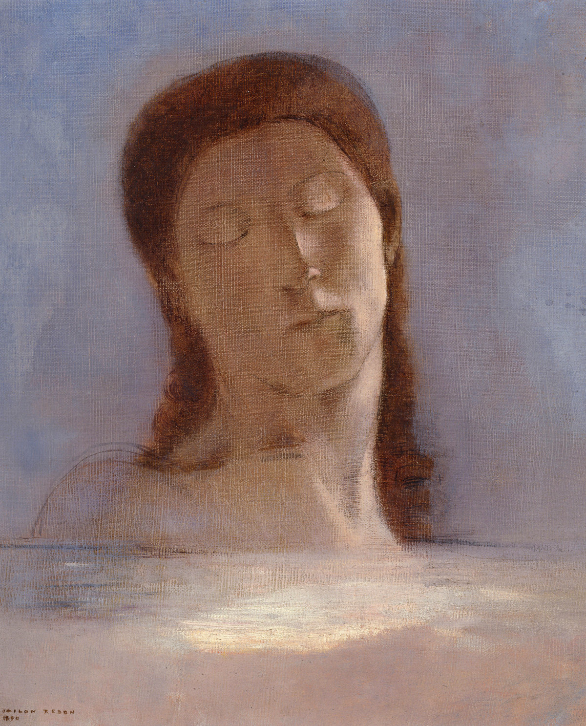 Odilon Redon, Closed Eyes, 1890. Oil on cardboard, 44 × 36 cm. Musée d’Orsay, Paris.  Photo: (C) RMN-Grand Palais (musée d'Orsay) / Hervé Lewandowski