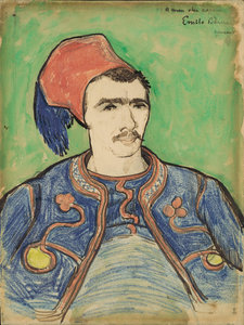 Vincent van Gogh, The Zouave, 1888, reed pen and brown ink, wax crayon, watercolour and pencil on paper, 31.5 × 32.6 cm, The Metropolitan Museum of Art, New York