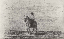 Honoré Daumier, Man on Horseback, undated, black chalk on paper, 6 x 9.9 cm, present whereabouts unknown