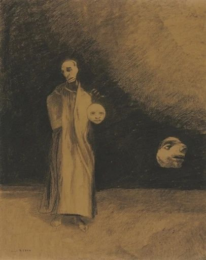 Odilon Redon, Nightmare, c. 1881. Charcoal and fixative application on paper, 45.9 × 36.4 cm. Private collection 