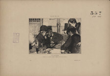  At the Brasserie (À la brasserie), after the painting by Vittorio Matteo Corcos exhibited at the Salon of 1881.  Wood engraving by Auguste Lepère published in L’Art, 1881, vol. XXVI, p. 228.  MAH Musée d’art et d’histoire, Ville de Genève (inv. no. E 2017-0498) 