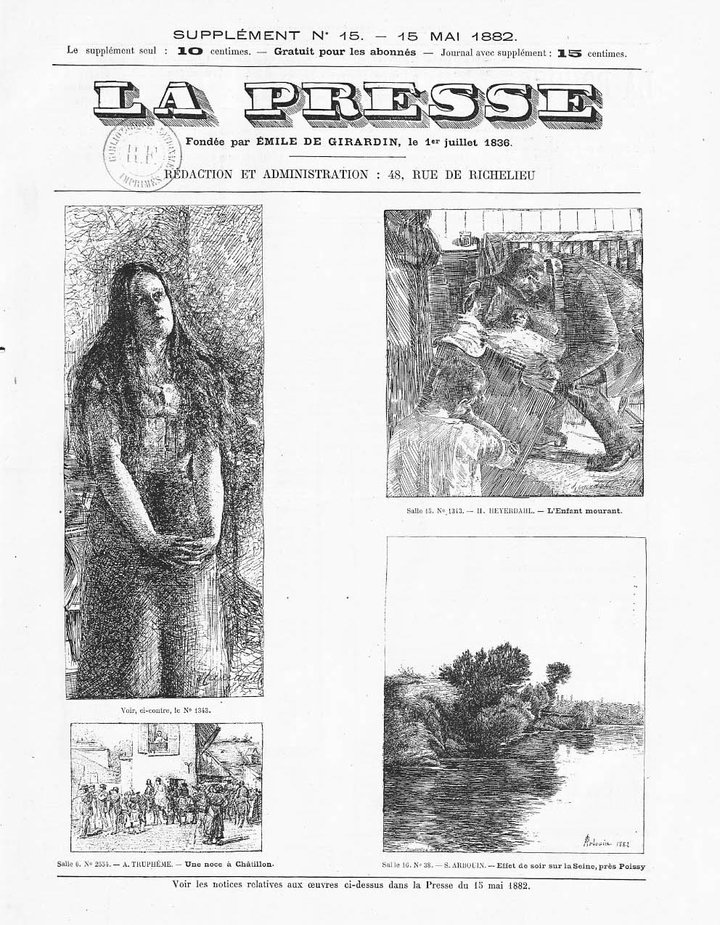 La Presse, supplement no. 15, 15 May 1882, p. 1.