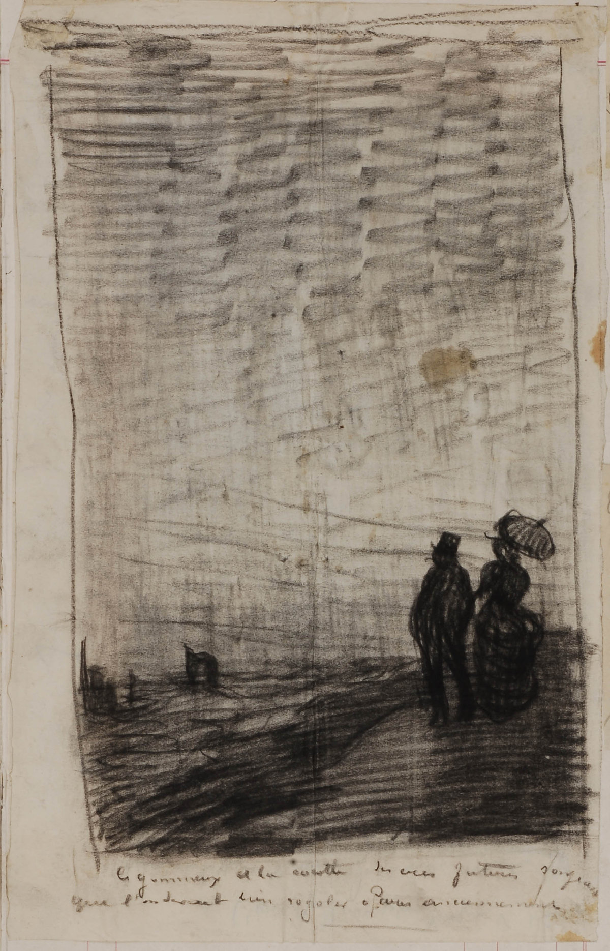 Emile Bernard, Sketch of two figures in a landscape, from the album L’enfance d’un peintre (p. 30), c. 1885, charcoal on paper Kunsthalle Bremen – Der Kunstverein in Bremen 