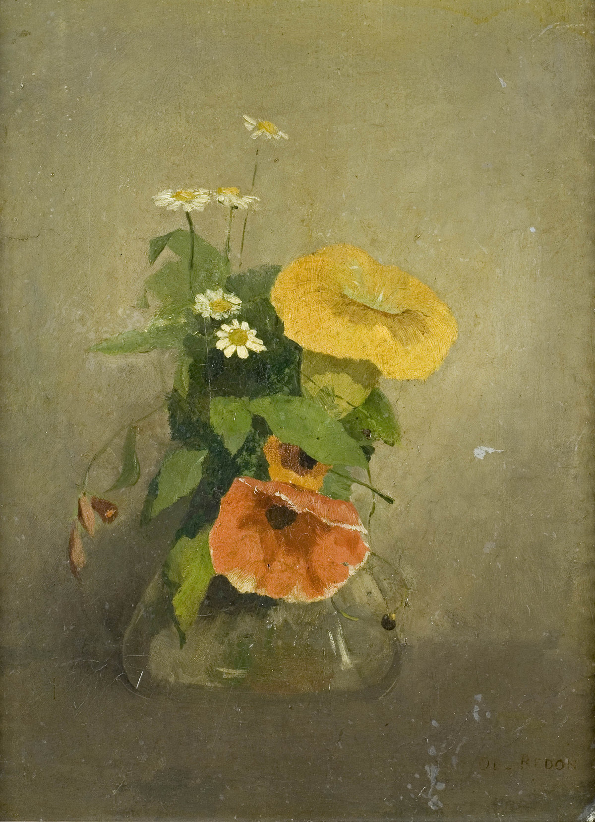 Odilon Redon, Poppy and Bindweed, c. 1867. Oil on cardboard, 32.5 × 25 cm. Private collection