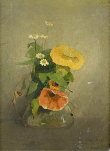 Odilon Redon, Poppy and Bindweed, c. 1867. Oil on cardboard, 32.5 × 25 cm. Private collection
