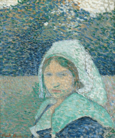 Emile Bernard, Young Breton Woman in Pont-Aven, 1886, oil on canvas, 52.1 × 45.1 cm, private collection. Photo: © 2006 Christie’s Images Limited